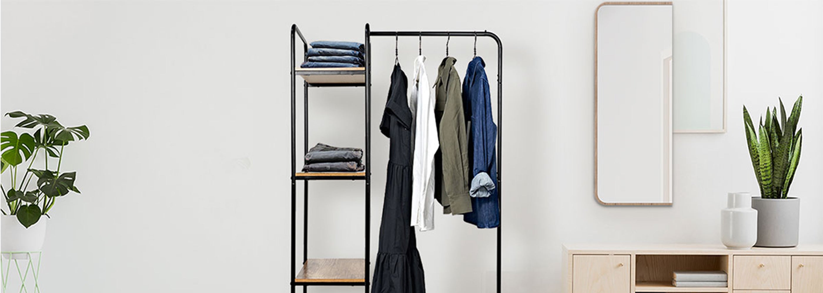 Open wardrobe online rail