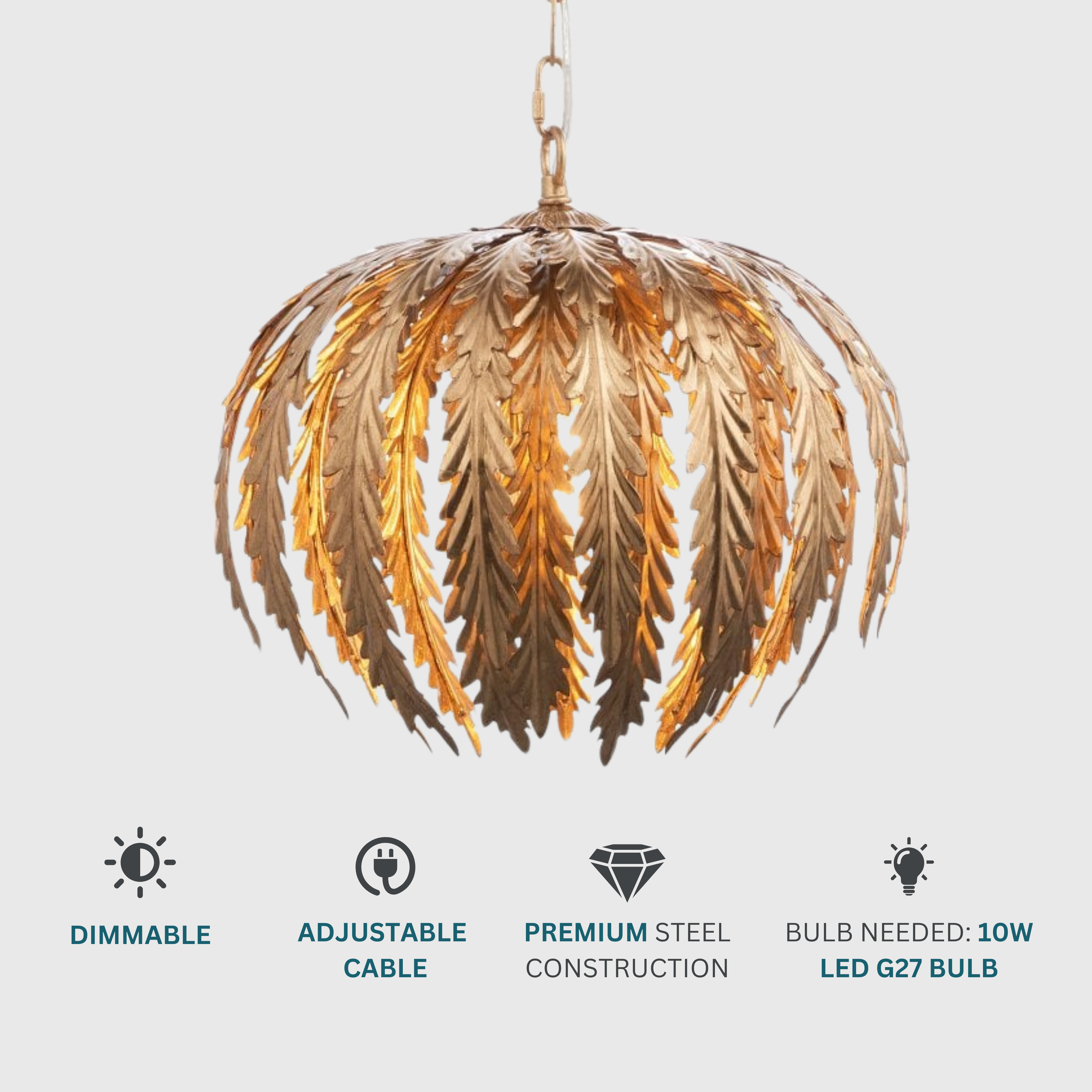 Ornate Gold Leaf Pendant Light