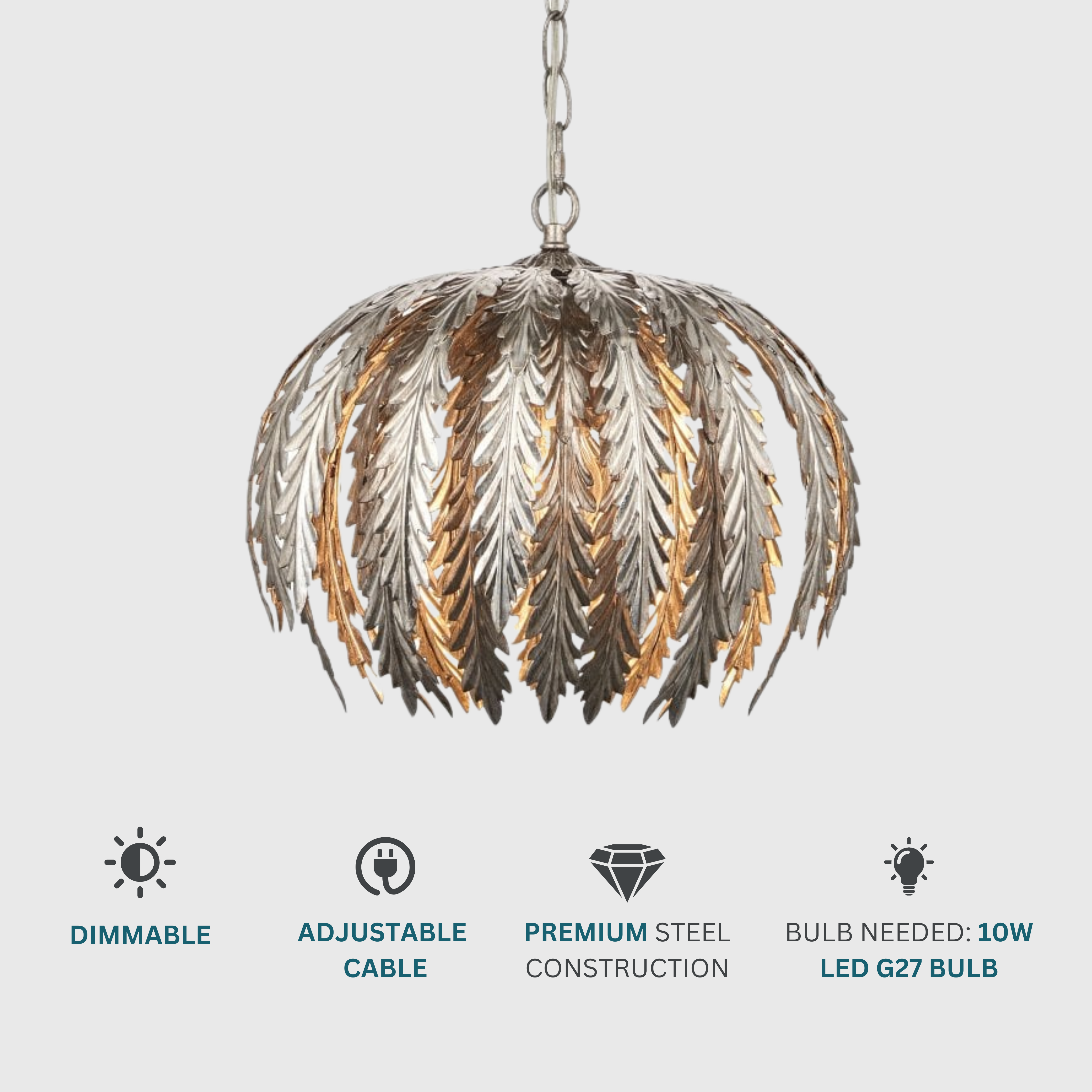 Ornate Silver Leaf Pendant Light