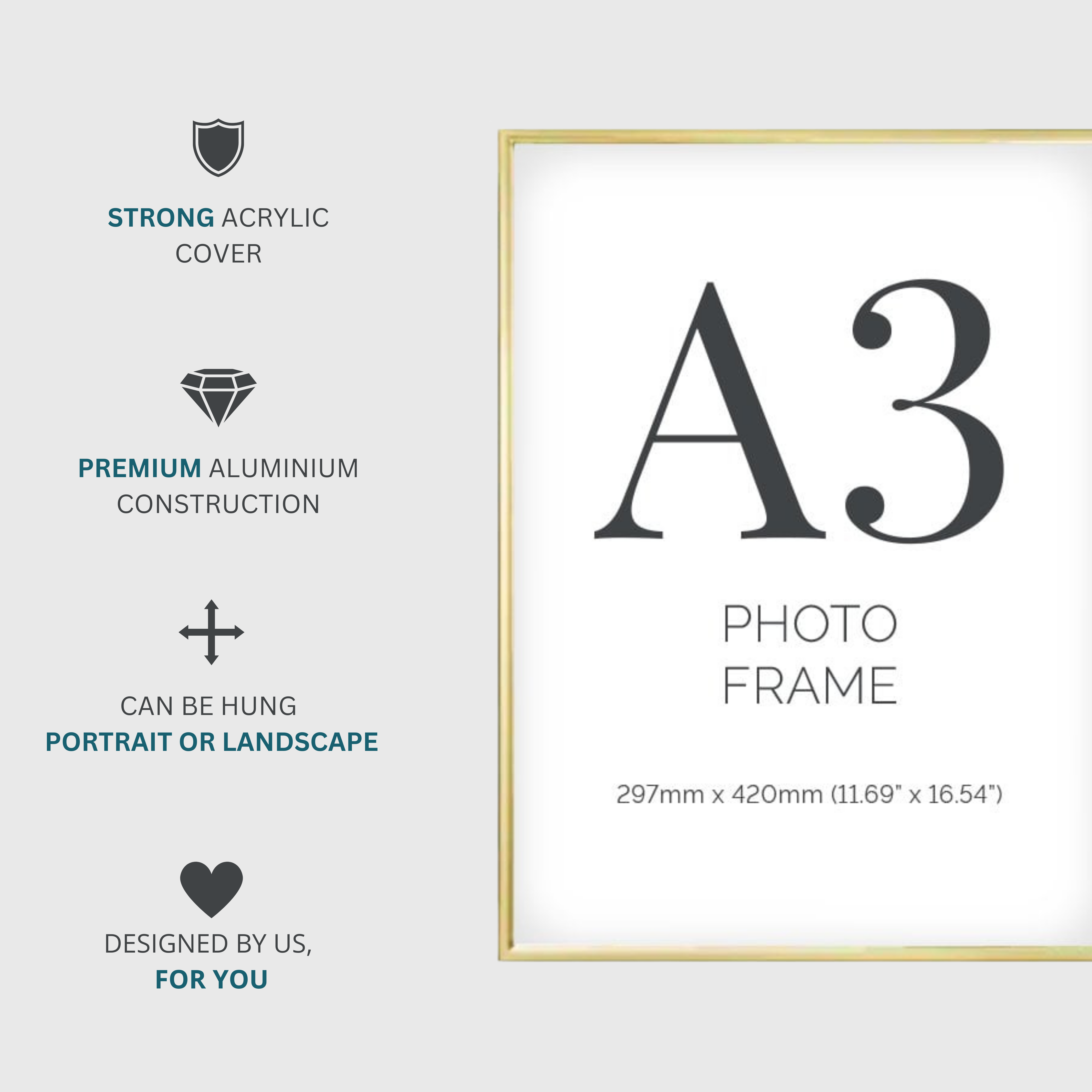 A3 Gold photo Frame