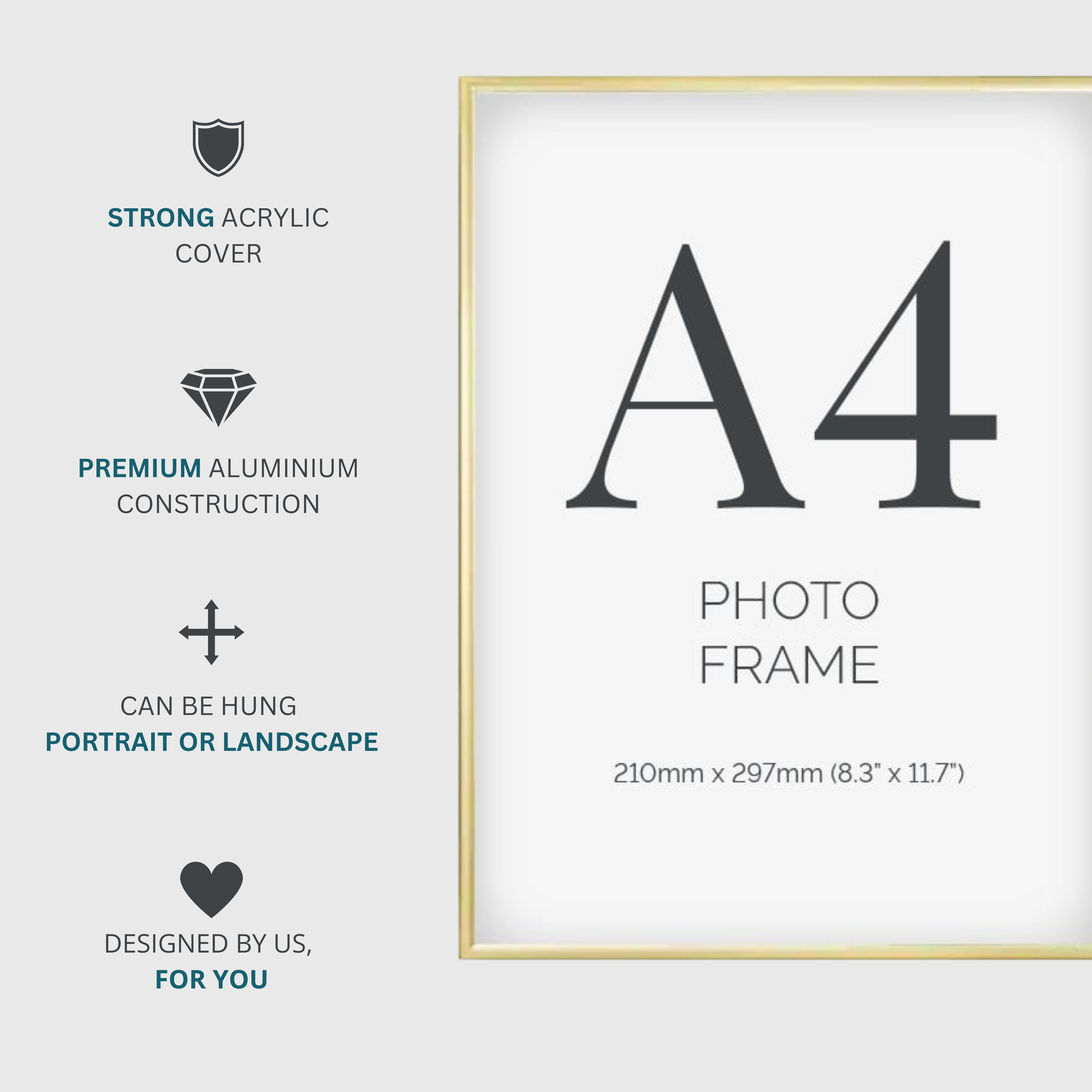 Pack of 24 A4 Gold Photo Frames