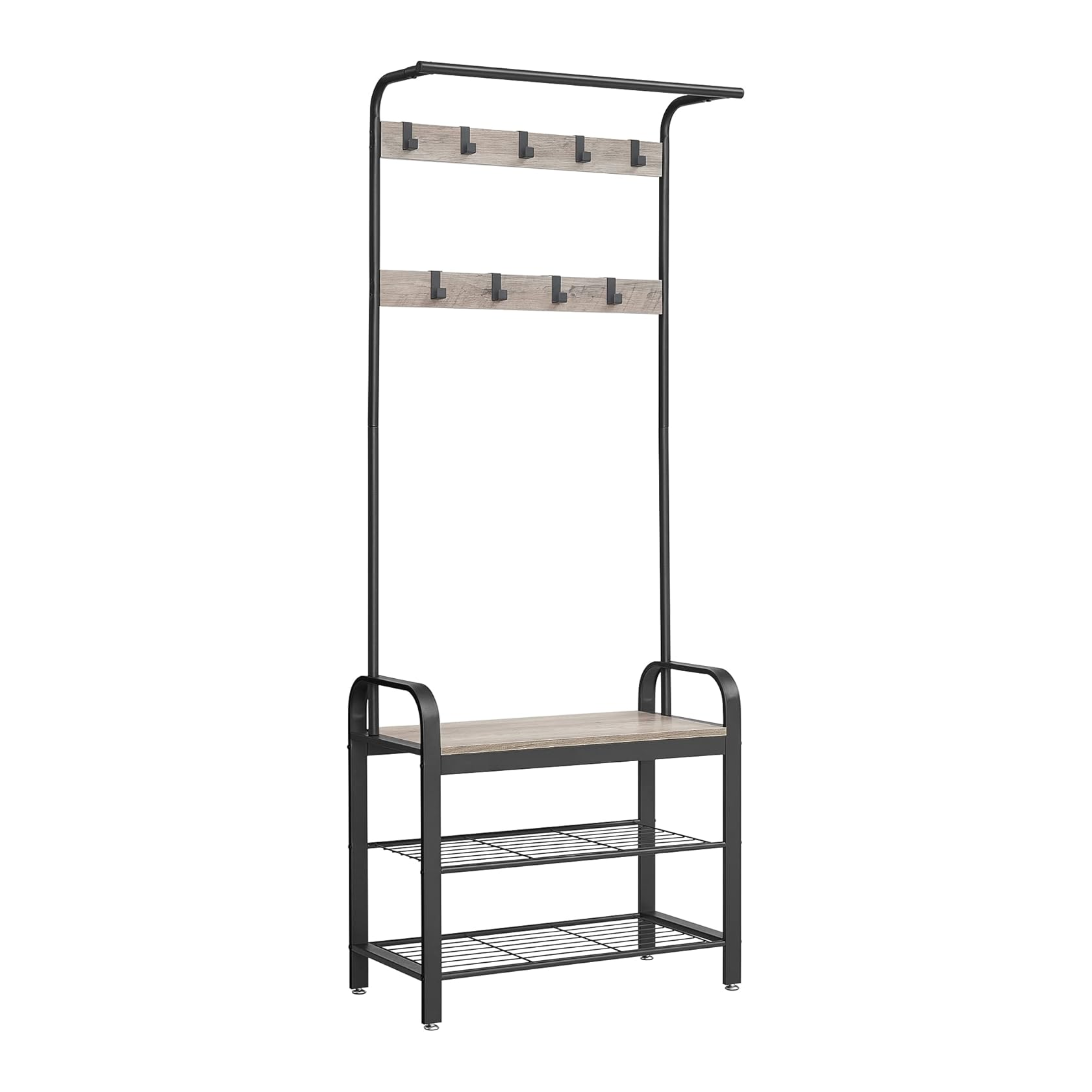 Industrial Style Black and Greige Hallway Unit with Clothes Rail