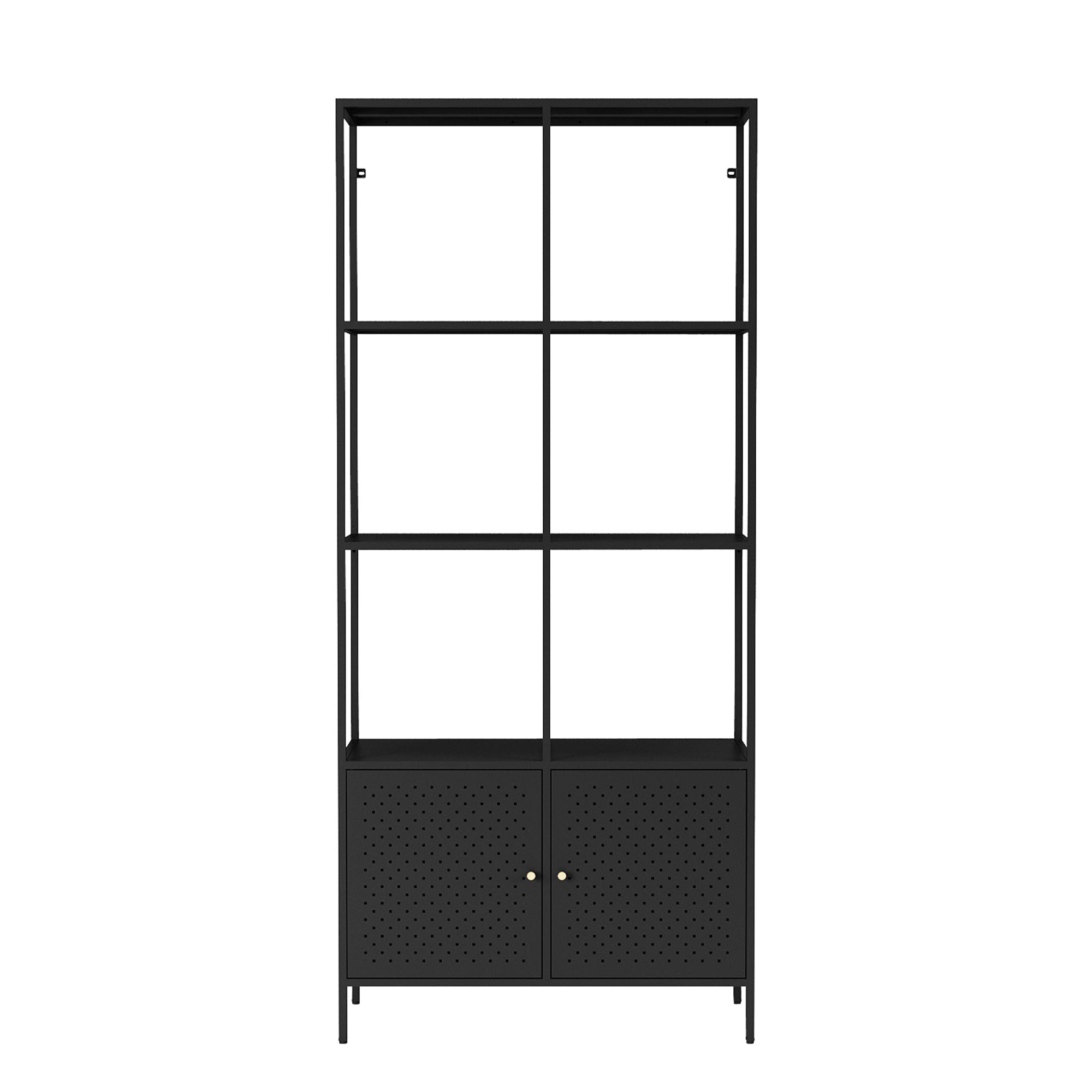 3-Tier Shelving Unit with Storage - Black