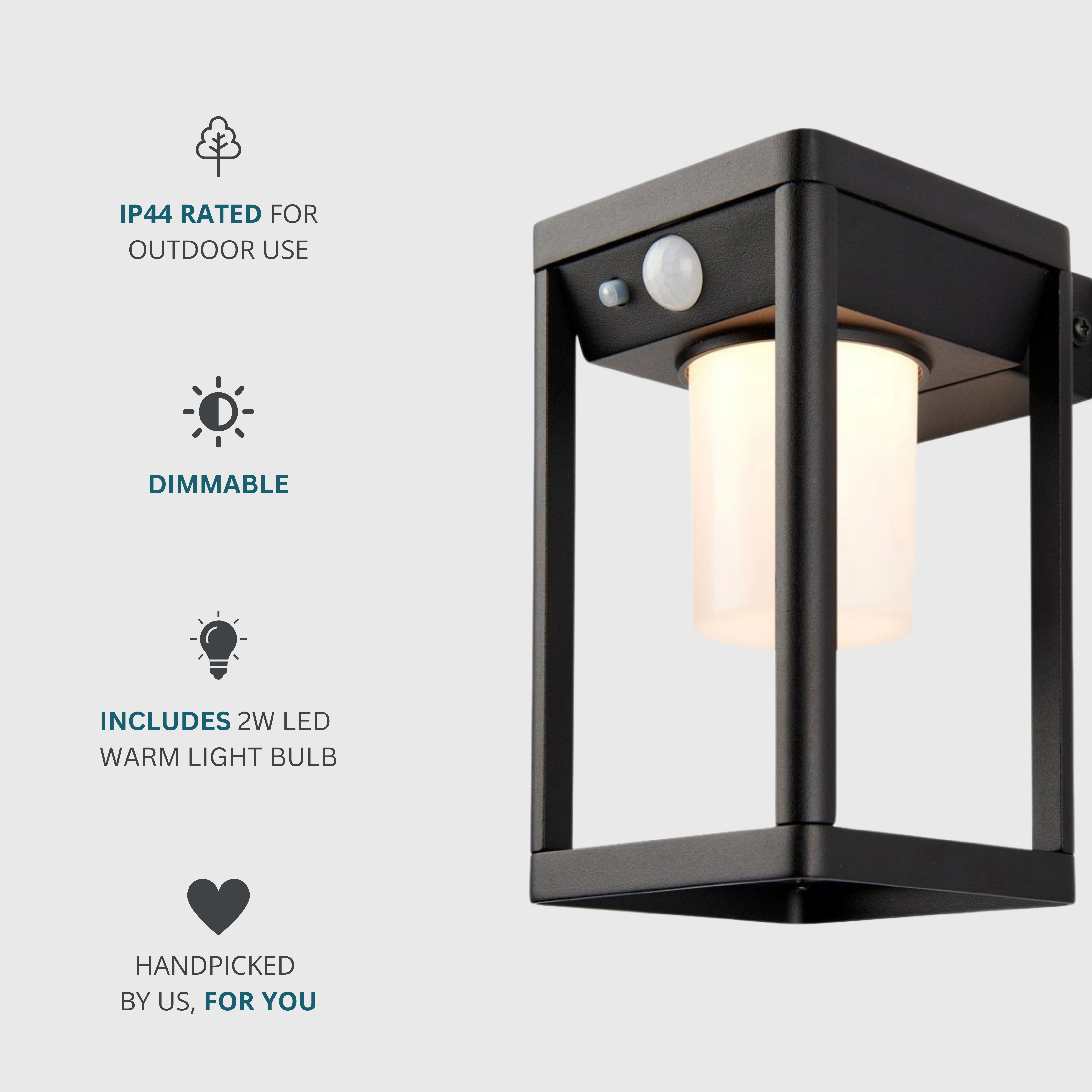 Contemporary Outdoor LED Solar Wall Light - Black