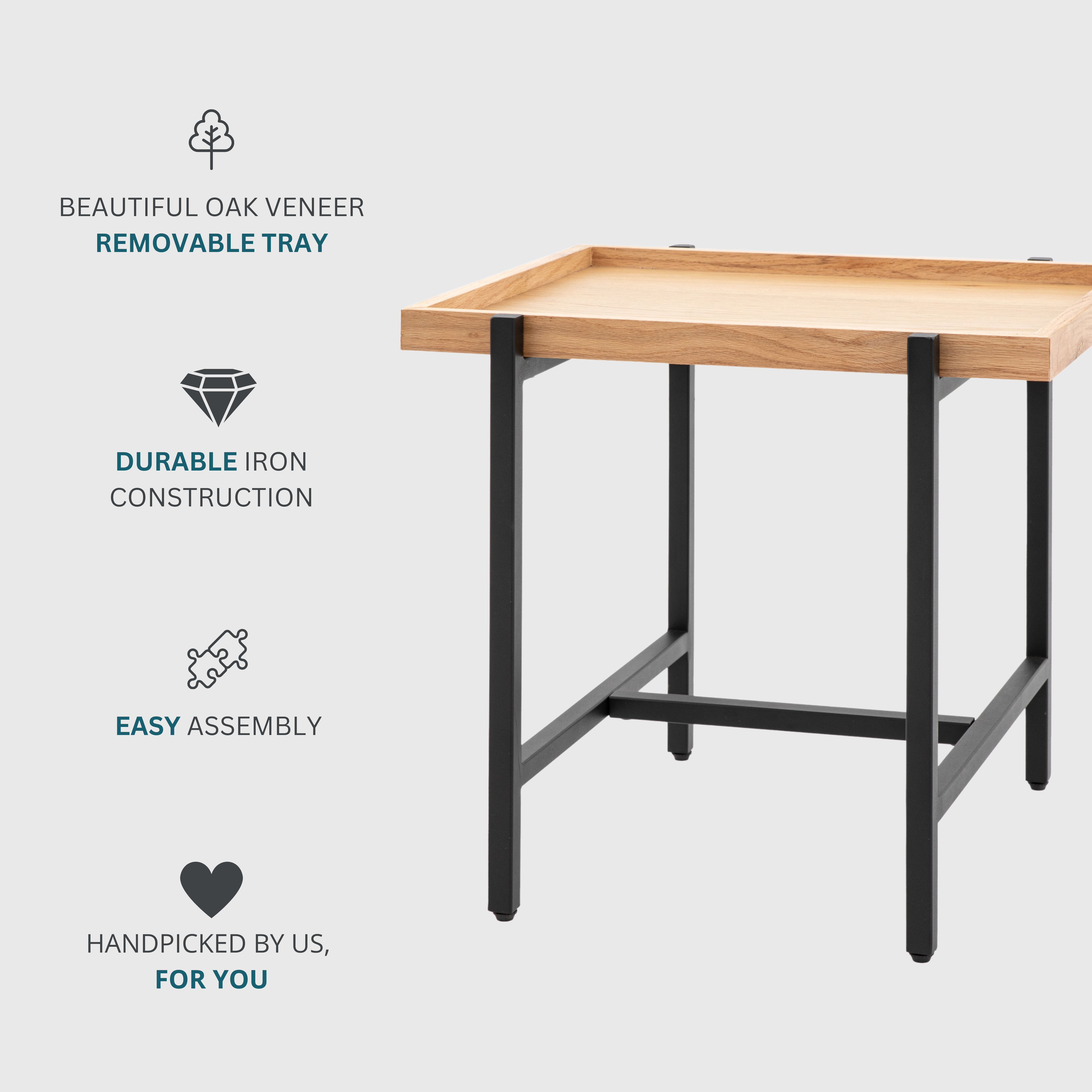 Tray Style Industrial Side Table