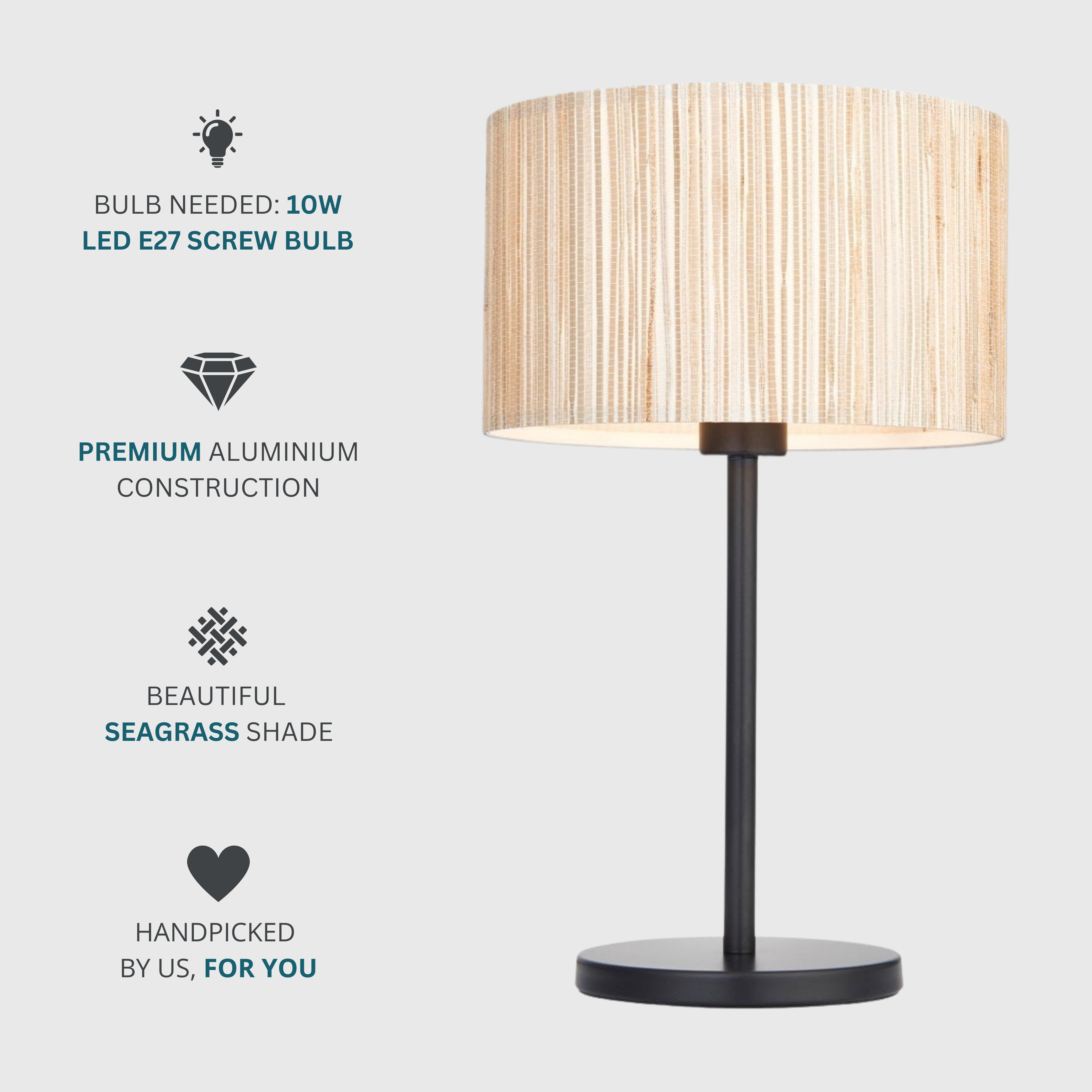 Woven Natural Seagrass Table Lamp