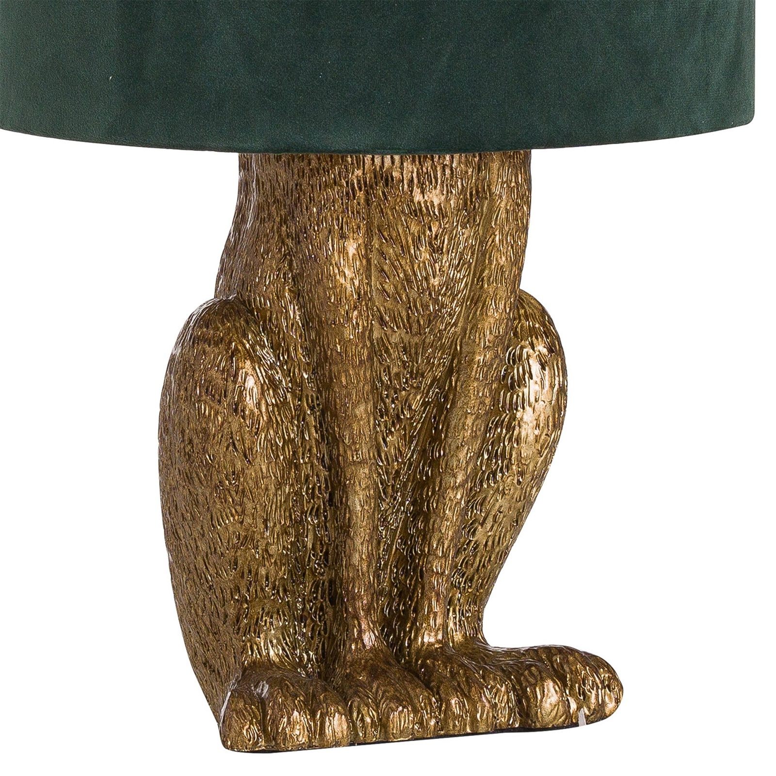 Gold Hare Table Lamp with Deep Green Shade