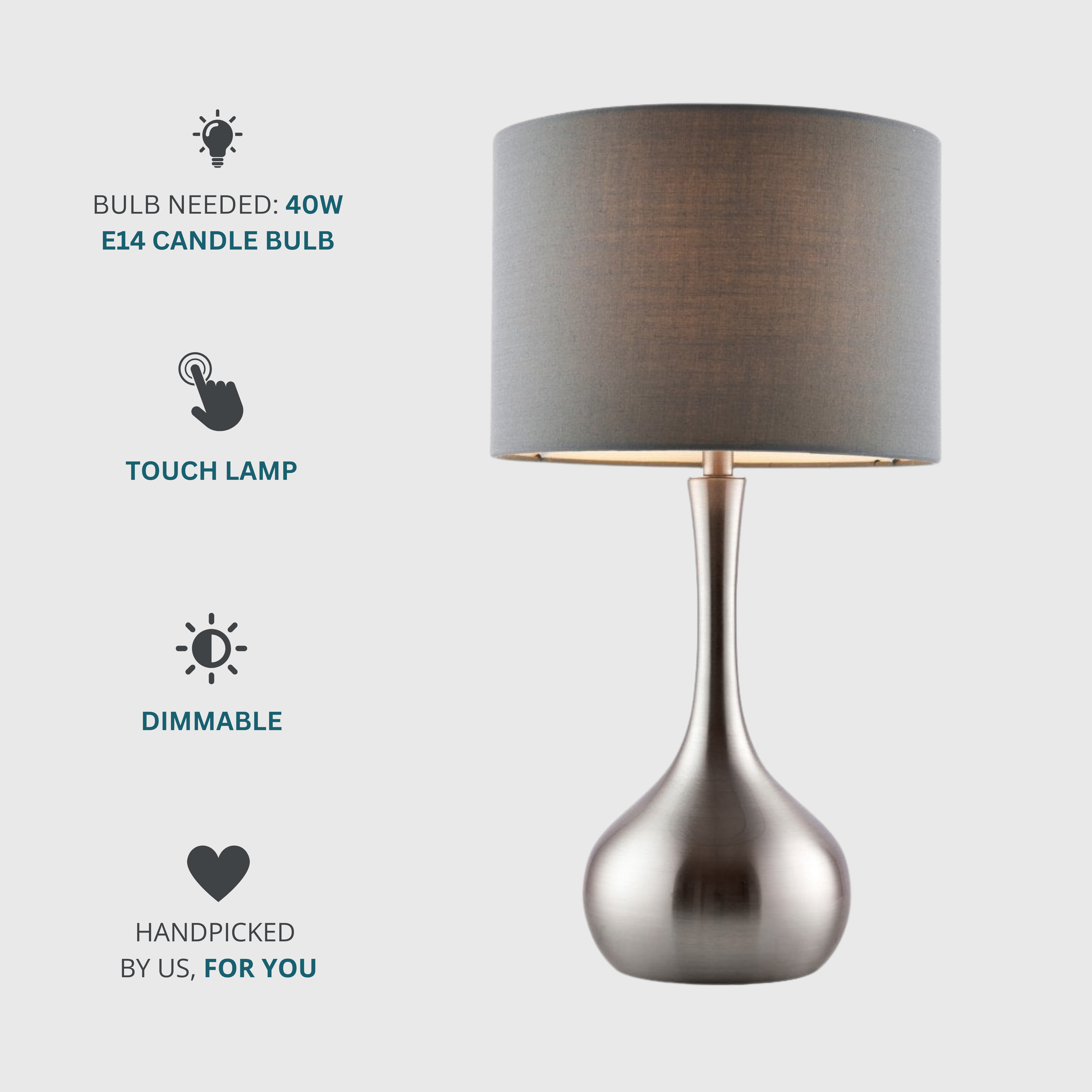 Contemporary Touch Lamp - Silver