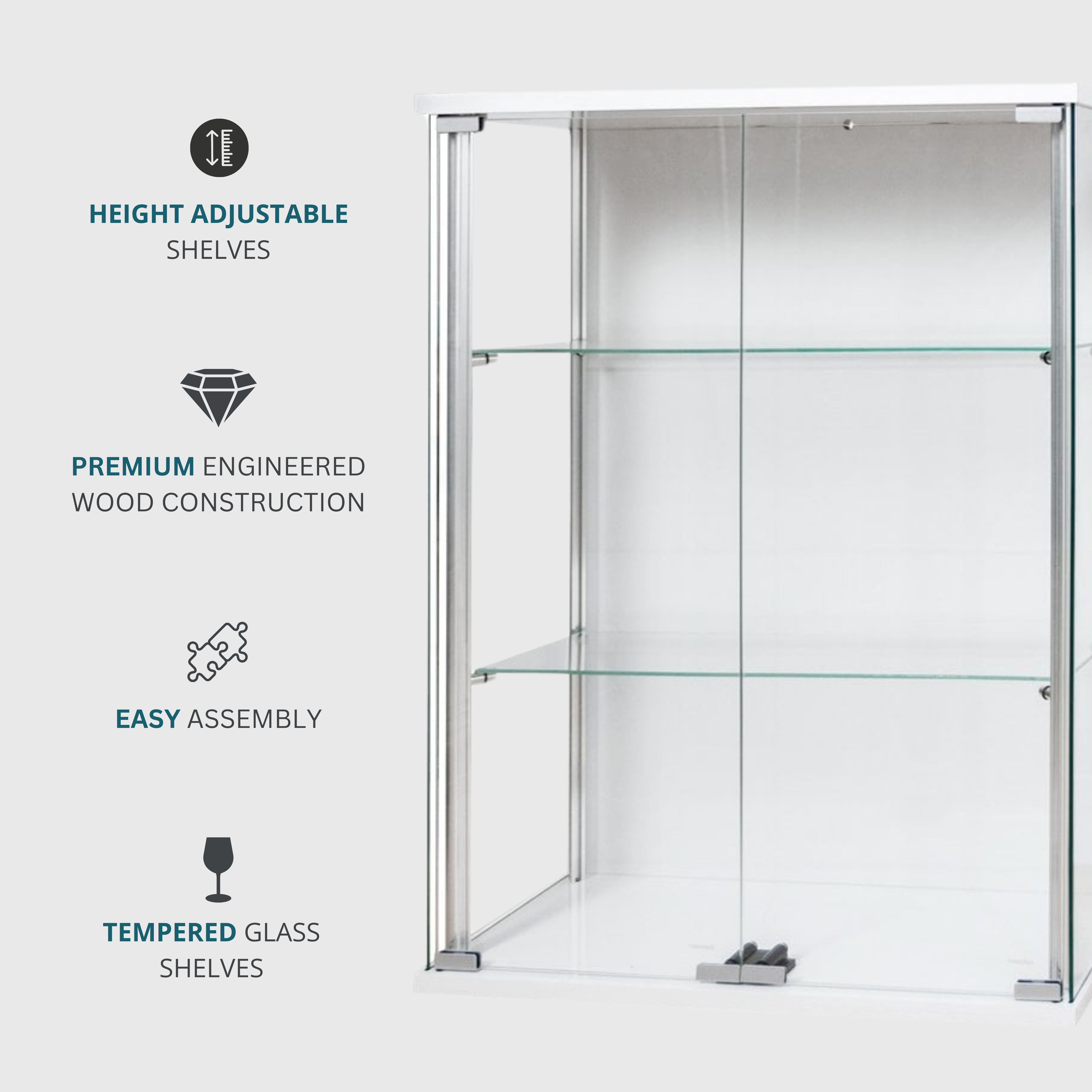 White Wall Mounted Display Cabinet - 600mm