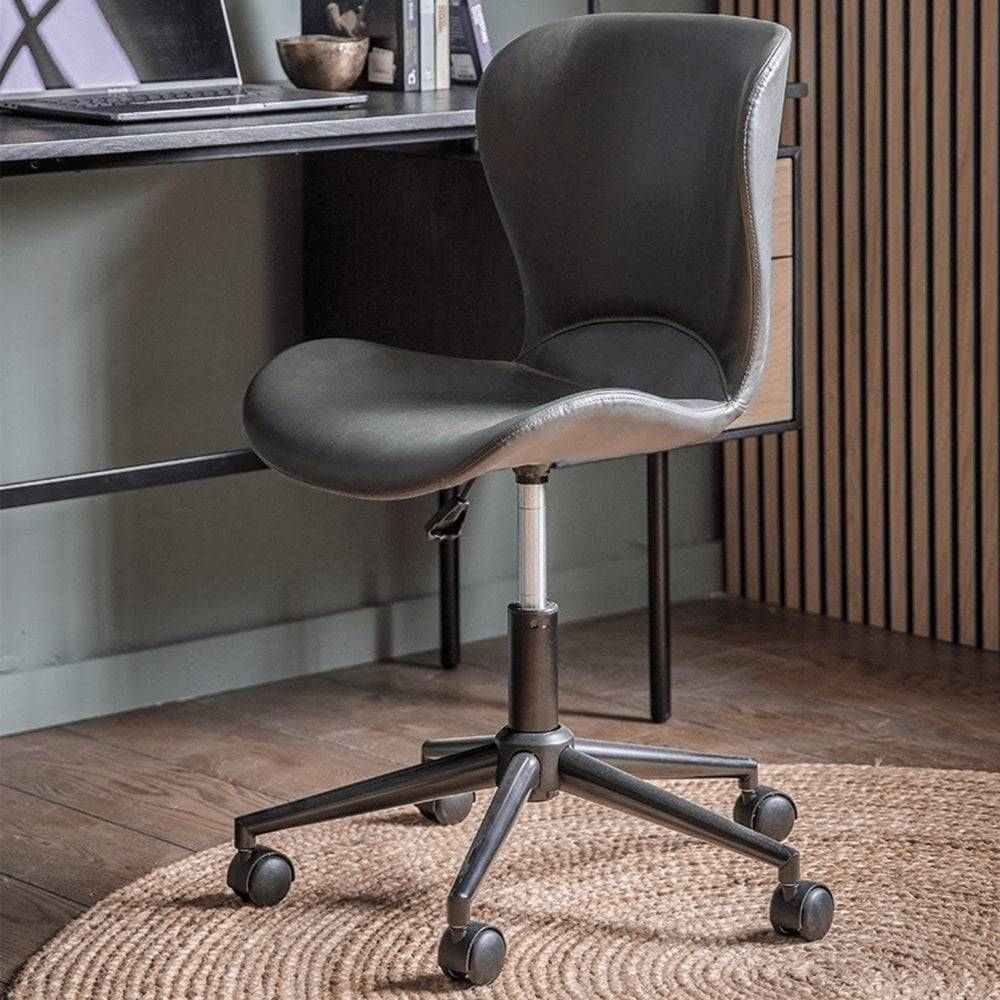 Black Faux Leather Swivel Office Chair