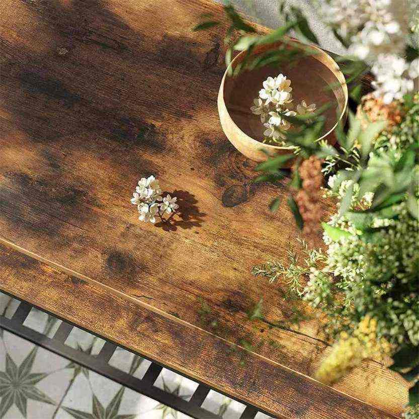 Spacious industrial kitchen island featuring three tiers, ideal for organising kitchen essentials with ease.
