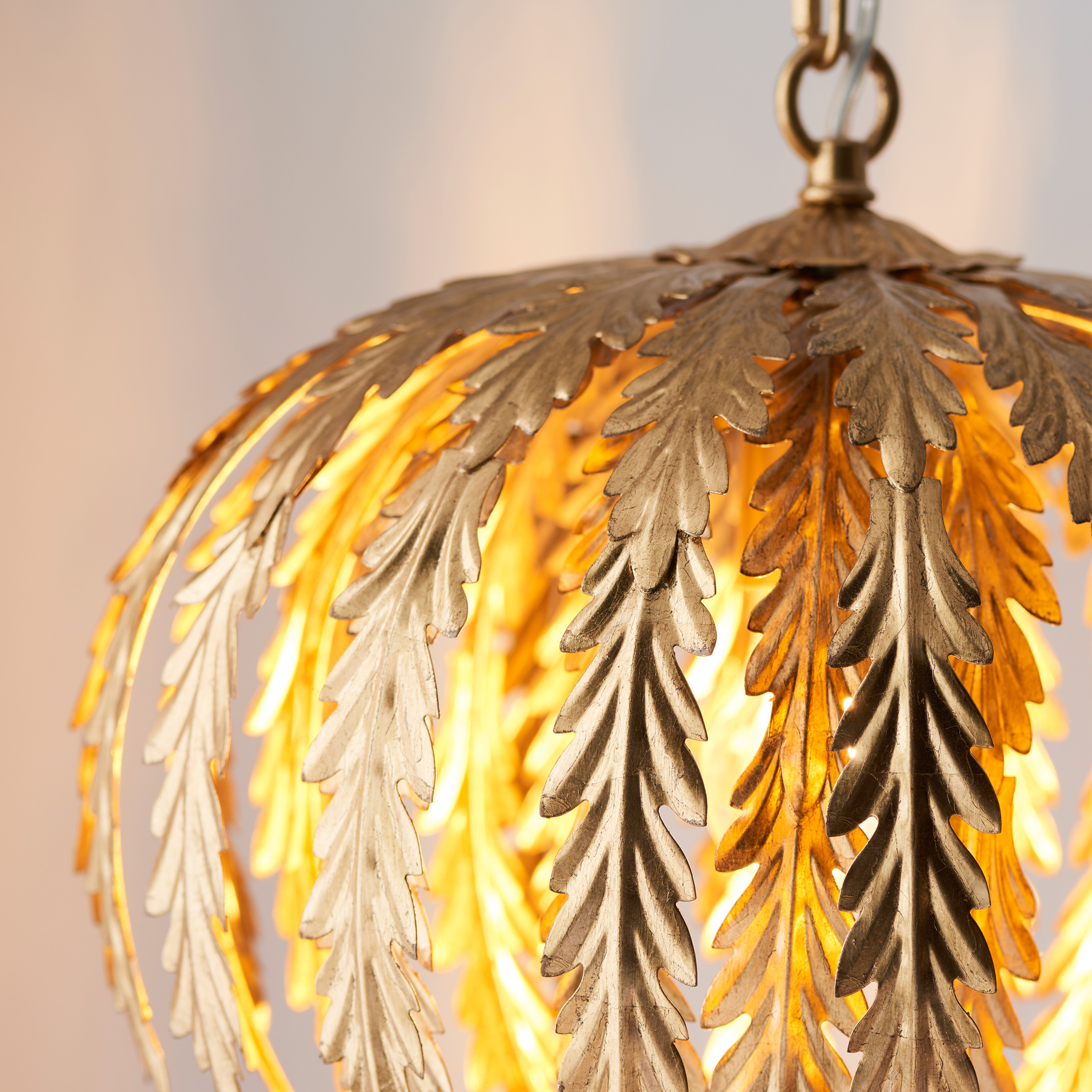 Ornate Gold Leaf Pendant Light