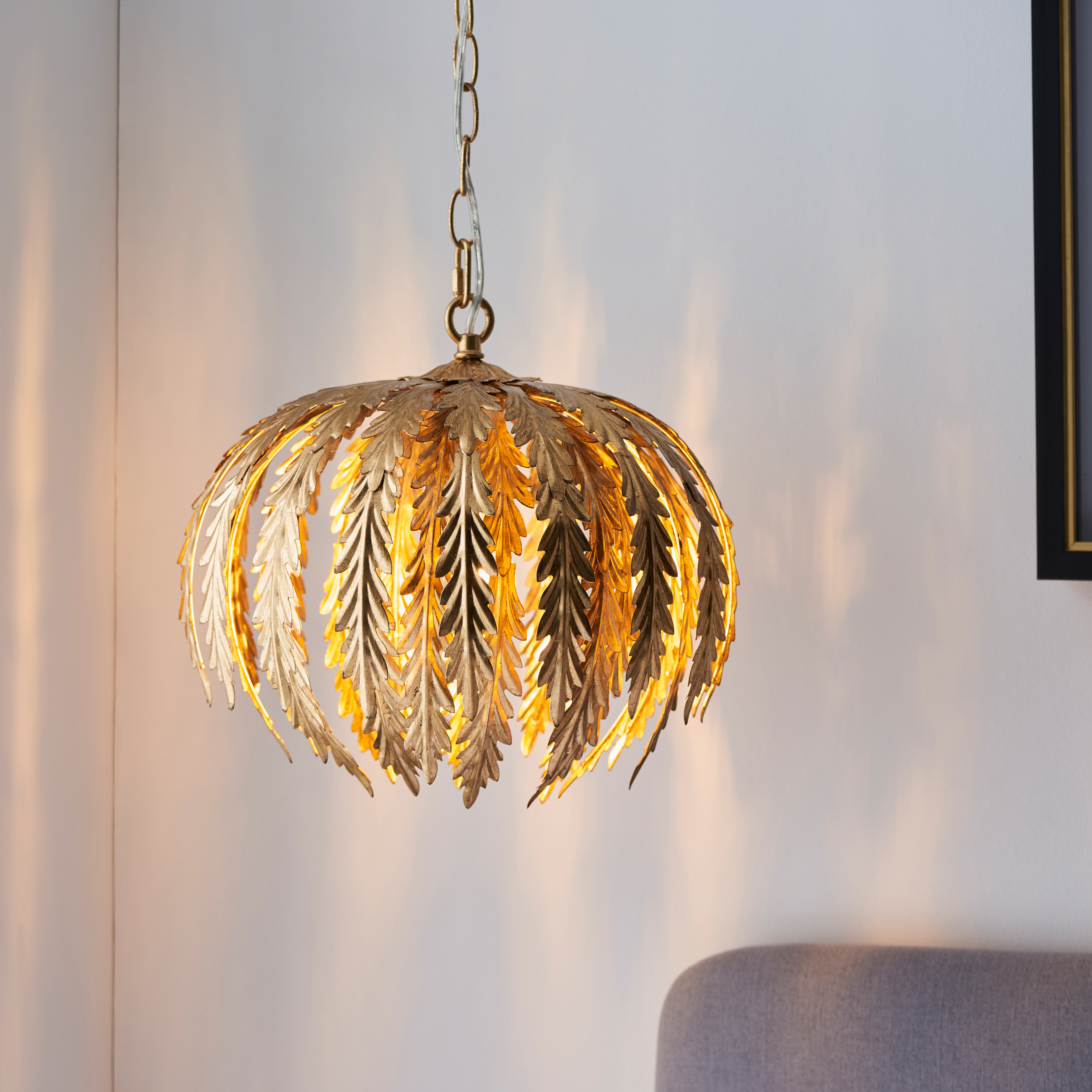 Ornate Gold Leaf Pendant Light