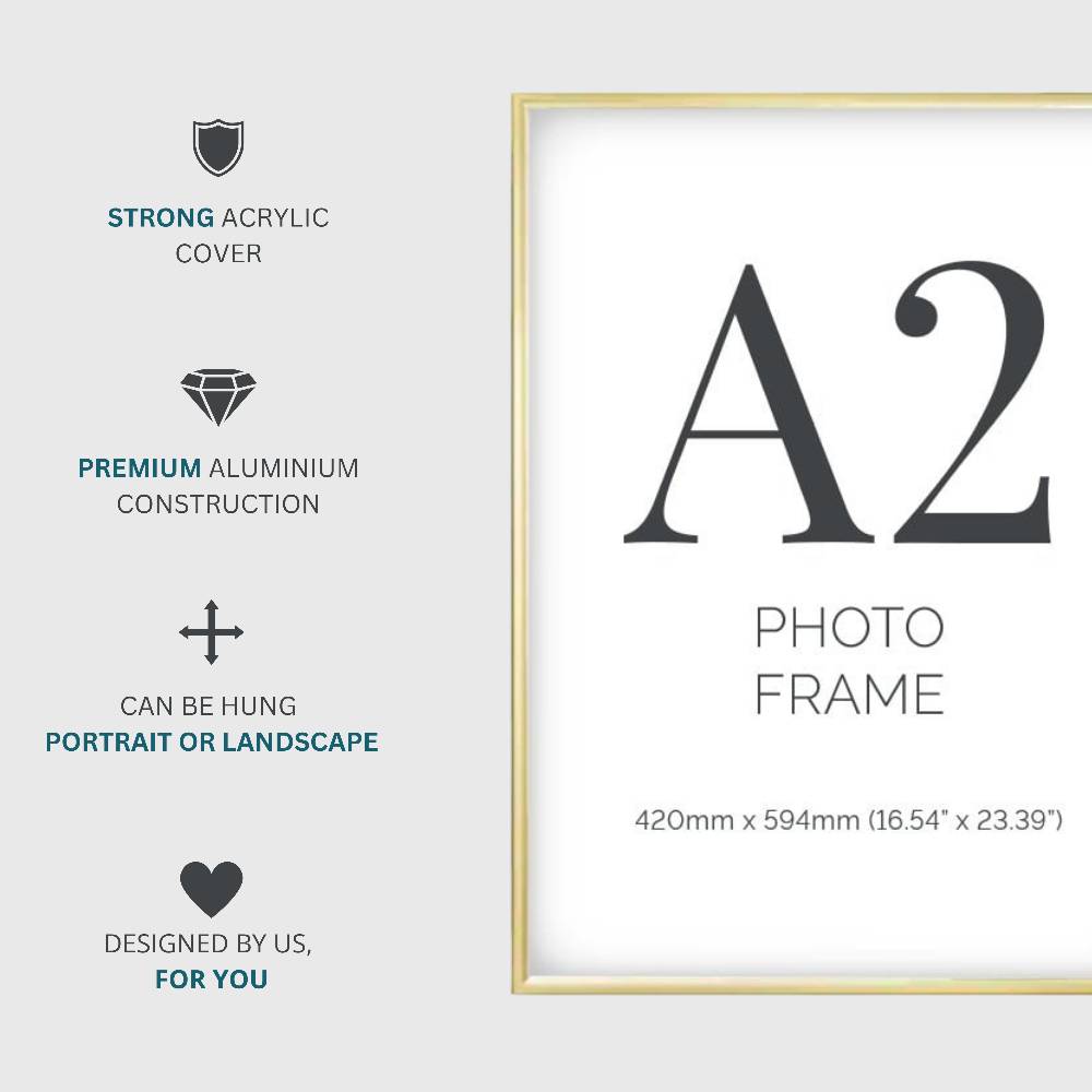 Pack of 6 stylish A1 gold frames, designed for showcasing oversized prints, certificates, or artwork elegantly.
