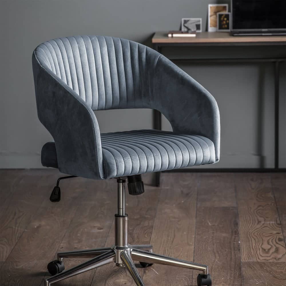 Velvet Swivel Office Chair - Silver